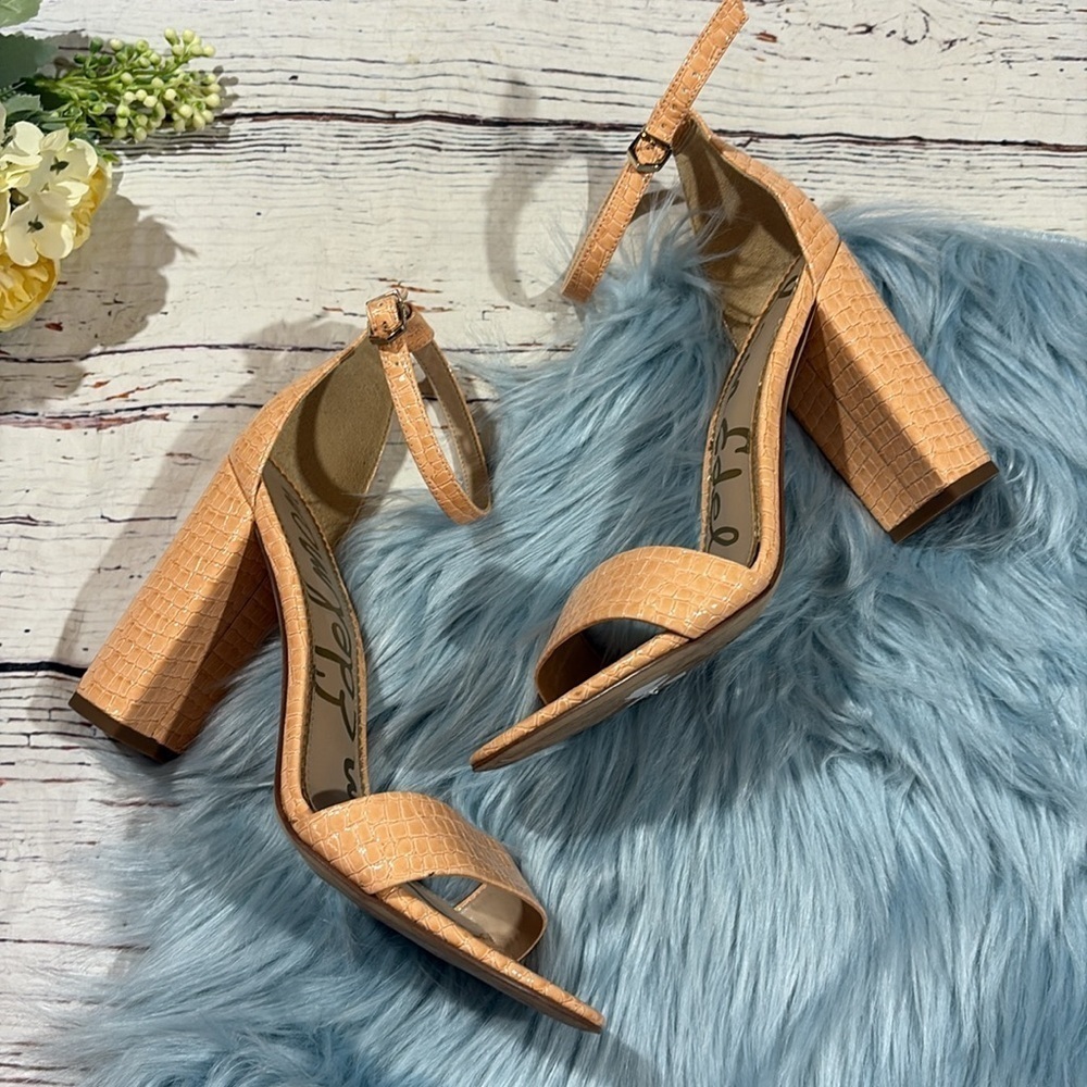 SAM EDELMAN Womens Pink Croc Comfort Yaro Round Toe Buckle Sandals - Picture 2 of 9